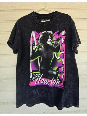 Whitney Houston Black Graphic Tee T Shirt Y2K Retro 100% Cotton Unisex Large